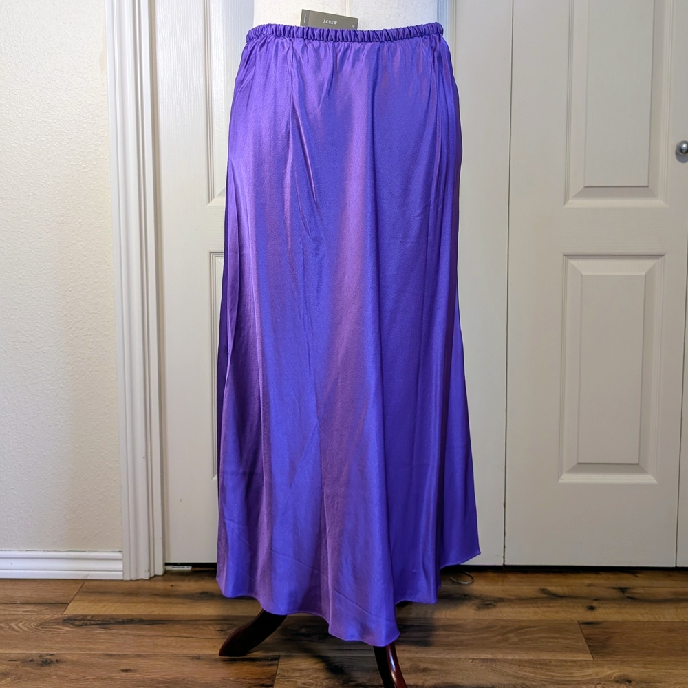 J. Crew Luster Crepe Maxi Skirt Side Slits | Purple | NWT | XL - Picture 4 of 8